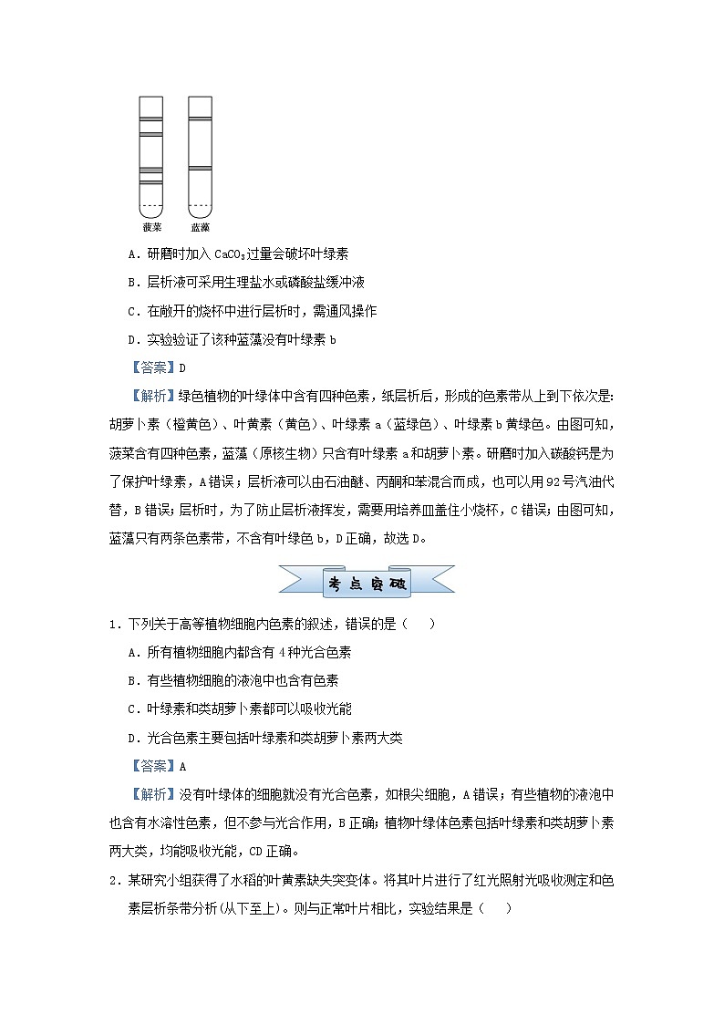 新高考2021届高考生物小题必练6光合作用光合作用与细胞呼吸的关系第3页