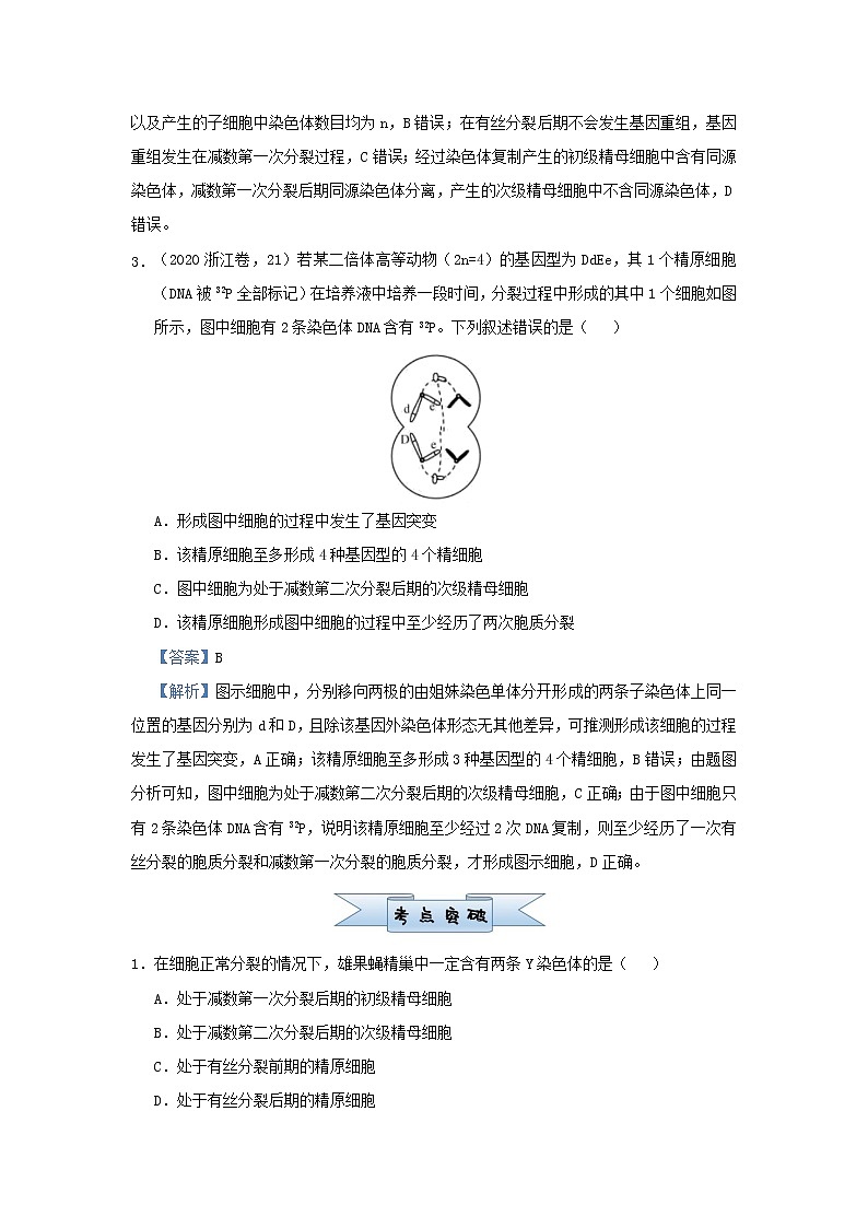 新高考2021届高考生物小题必练8遗传的细胞学基础第2页