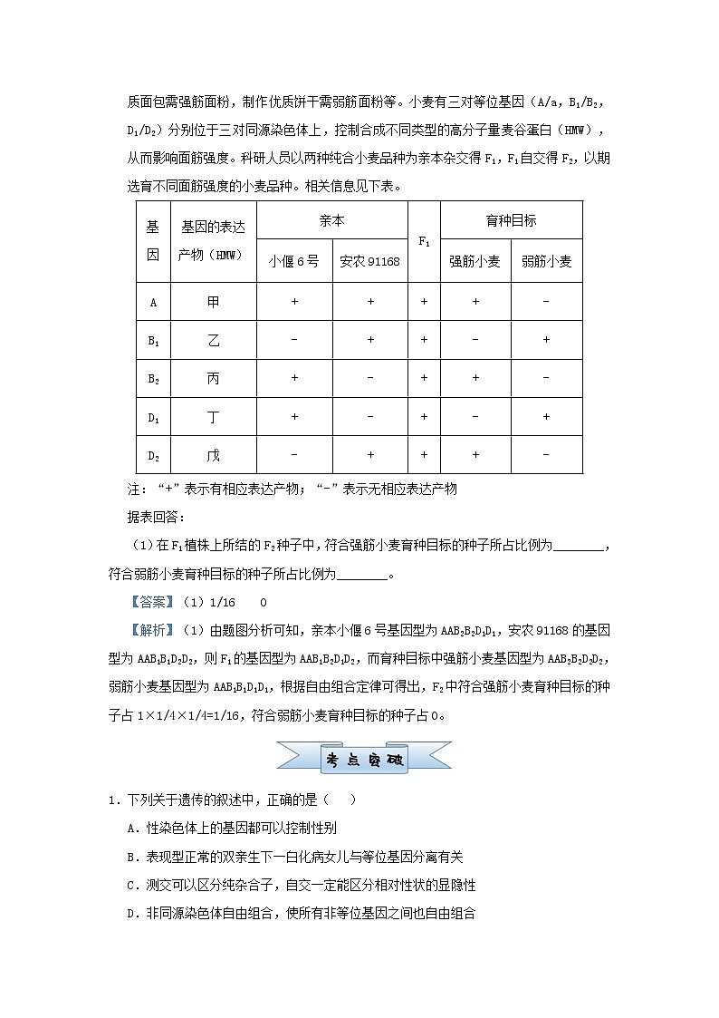 新高考2021届高考生物小题必练10基因的自由组合定律第2页