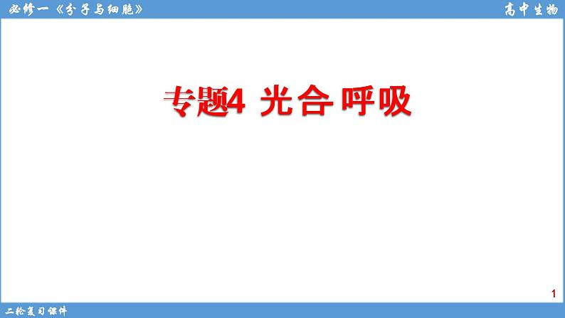 2022届高三二轮复习生物：专题4光合作用和呼吸作用课件第1页