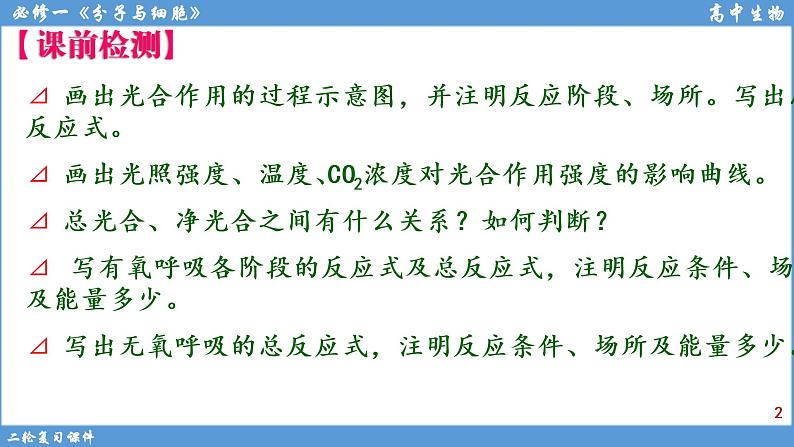 2022届高三二轮复习生物：专题4光合作用和呼吸作用课件第2页