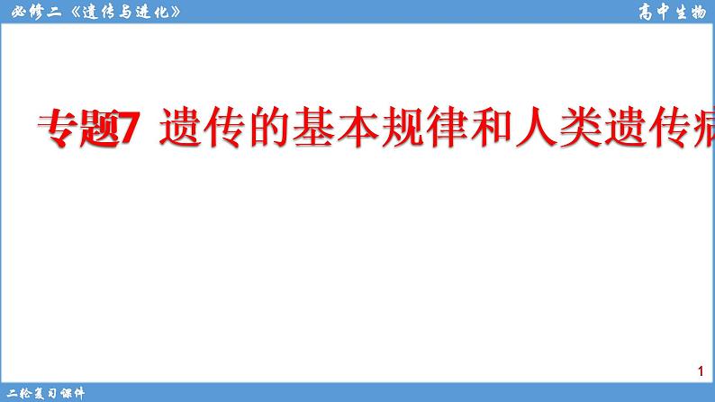 2022届高三二轮复习生物：专题7遗传的基本规律和人类遗传病课件第1页