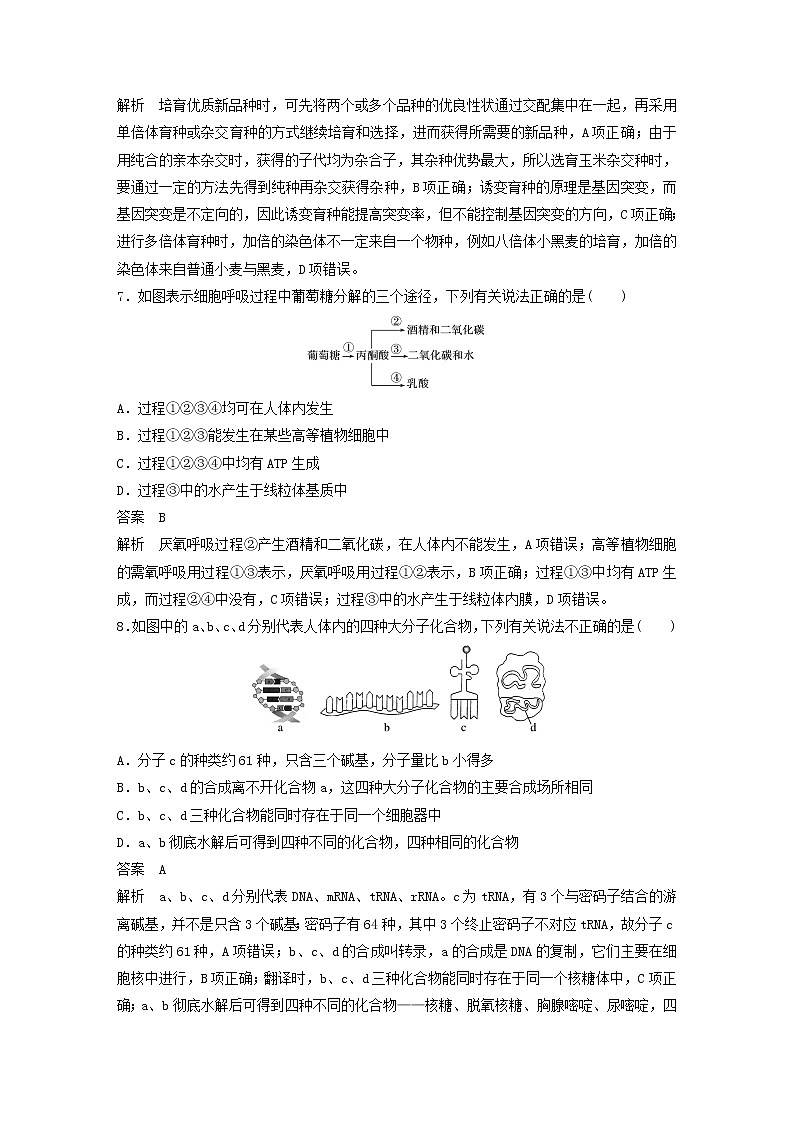 浙江专用2020高考生物考前增分专项练辑综合模拟卷五03