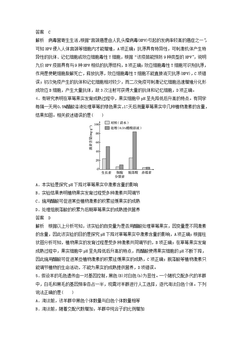 浙江专用2020高考生物考前增分专项练辑综合模拟卷四02