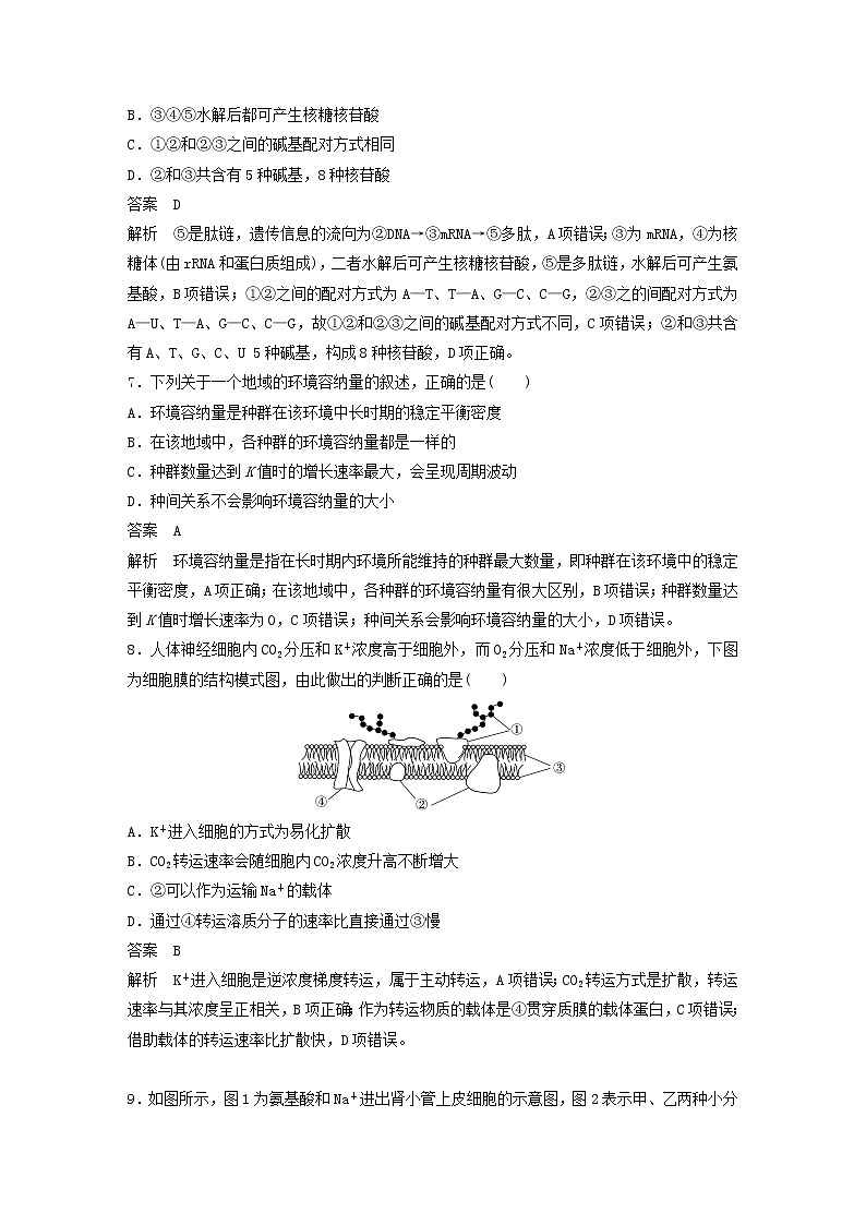 浙江专用2020高考生物考前增分专项练辑综合模拟卷三第3页