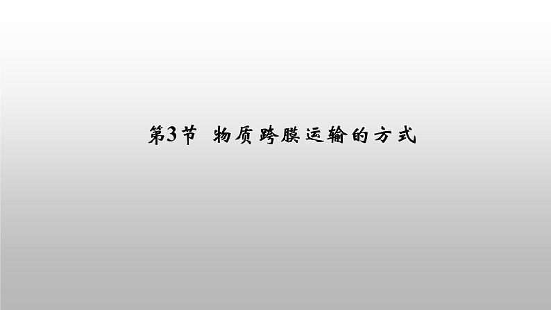 2020年人教版生物必修1 4.3  物质跨膜运输的方式  课件第1页