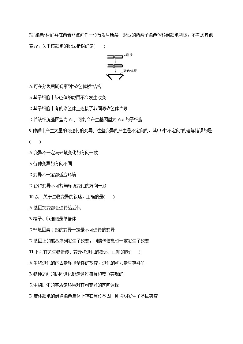 2022届高考生物一轮总复习  单元质检卷七　生物的变异和进化03