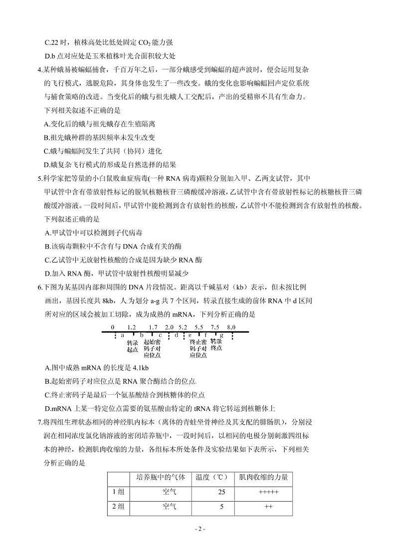2020届山东省泰安肥城市高三适应性训练（一）生物试题 PDF版02
