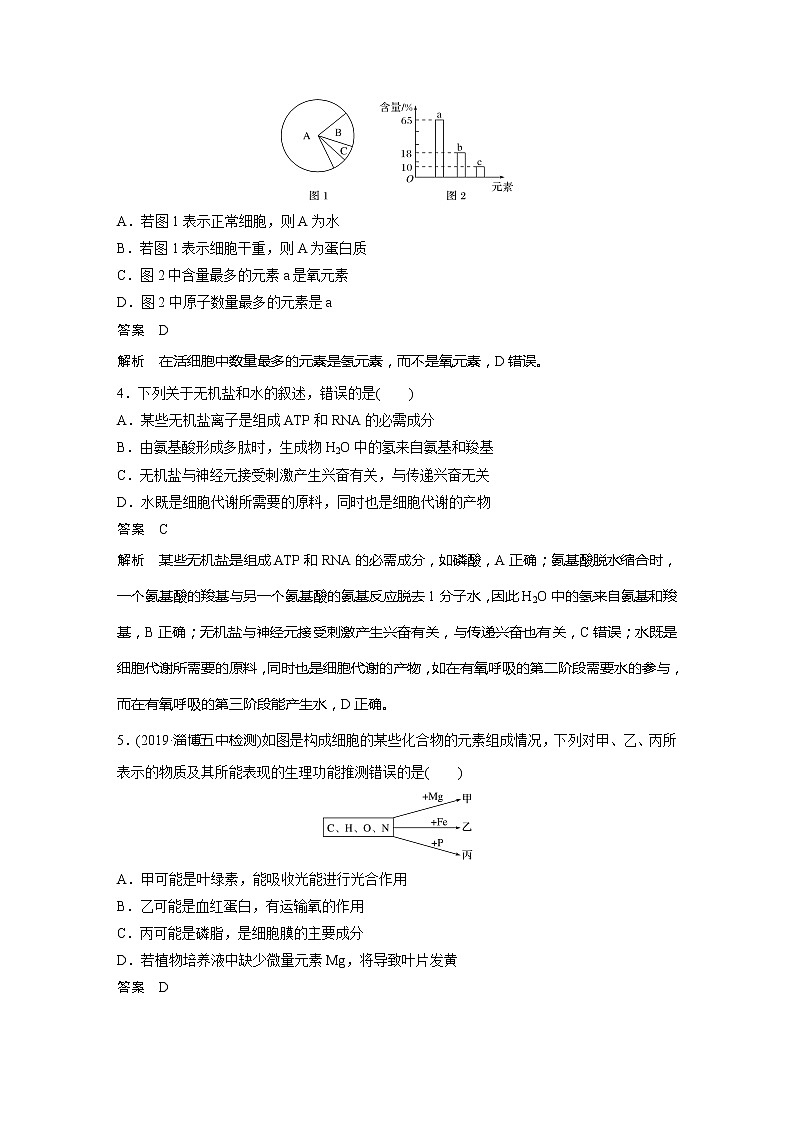 2022届高考生物一轮复习专题训练4　梳理组成细胞的元素和无机物（解析版）第2页