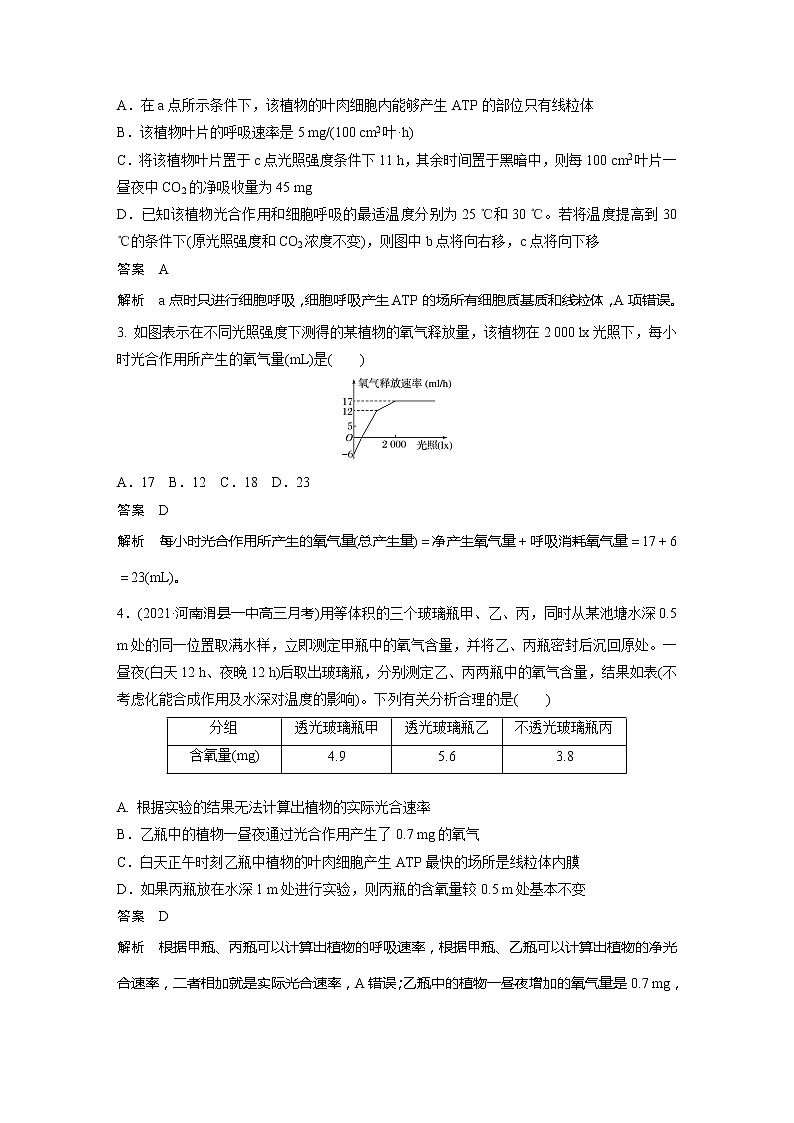 2022届高考生物一轮复习专题训练24　掌握光合作用和细胞呼吸的相关计算（解析版）第2页