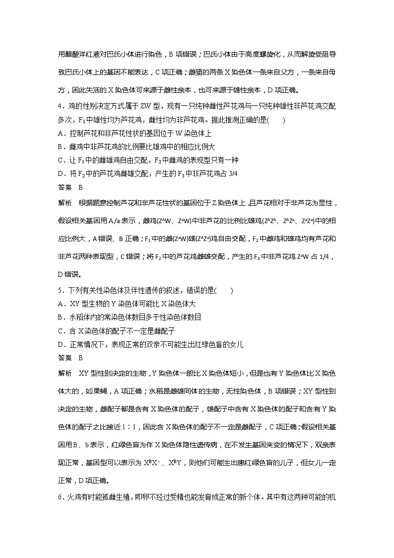 2022届高考生物一轮复习专题训练40　掌握伴性遗传常规题型的推导方法（解析版）第2页