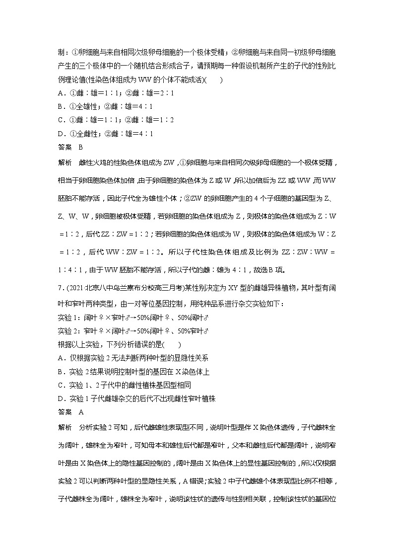 2022届高考生物一轮复习专题训练40　掌握伴性遗传常规题型的推导方法（解析版）第3页