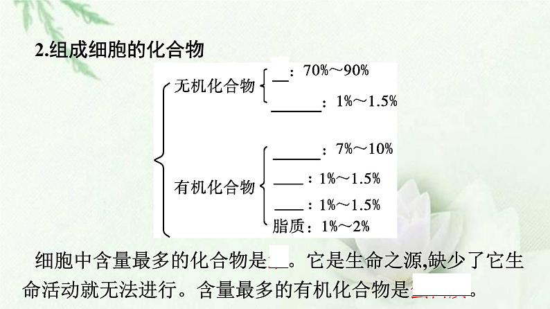 新教材高中生物第2章组成细胞的分子第1节细胞中的元素和化合物课件新人教版必修107