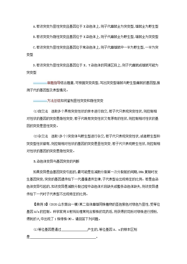 2022届高考生物一轮复习微专题四生物变异类型的实验探究学案新人教版03