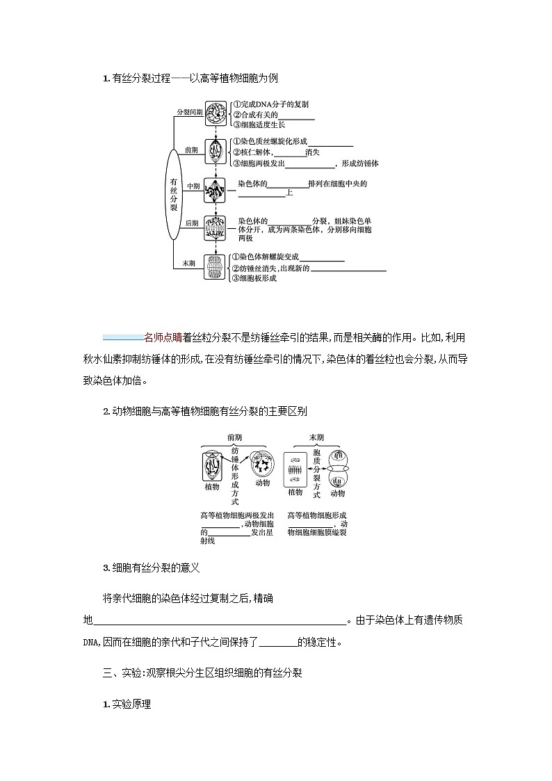 2022届高考生物一轮复习第4单元细胞的生命历程第10讲细胞的增殖学案新人教版02