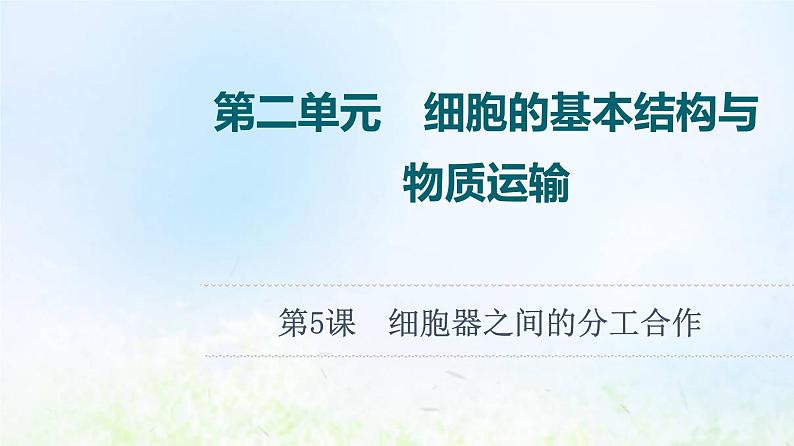 2022版新教材高考生物一轮复习第2单元细胞的基本结构与物质运输第5课细胞器之间的分工合作课件新人教版第1页
