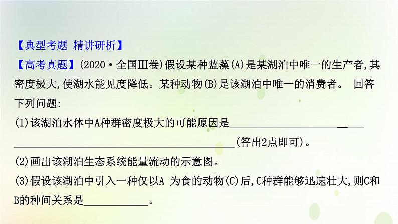 江苏专版2021届高考生物二轮复习必考大题强化课4生态系统的结构和功能课件第2页