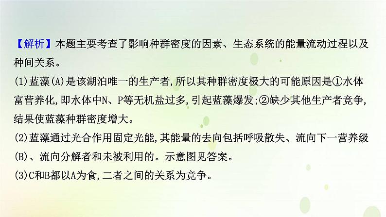 江苏专版2021届高考生物二轮复习必考大题强化课4生态系统的结构和功能课件第6页