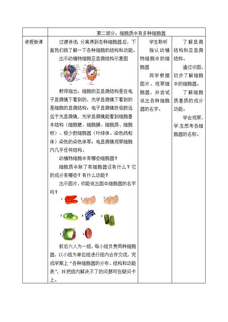 2021-2022学年高中生物浙科版（2019）必修一2.3细胞质是多项生命活动的场所 教案第3页