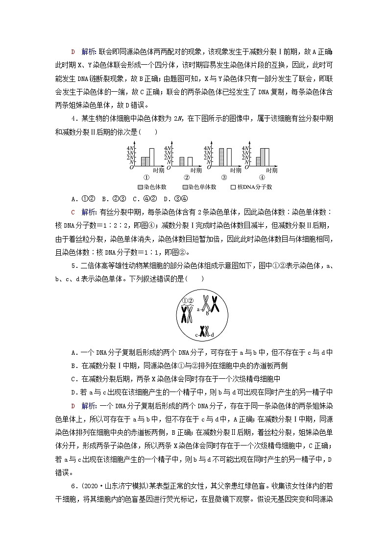 2022版高考生物一轮复习课时评价11减数分裂和受精作用含解析新人教版 试卷02