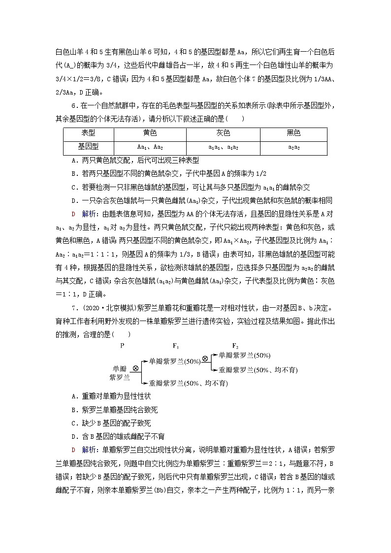 2022版高考生物一轮复习课时评价13孟德尔的豌豆杂交实验一含解析新人教版第3页