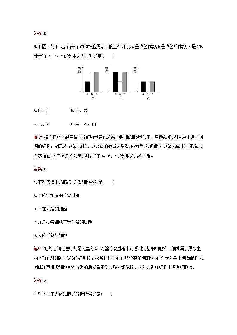 高中生物第6章细胞的生命历程测评A含解析新人教版必修103