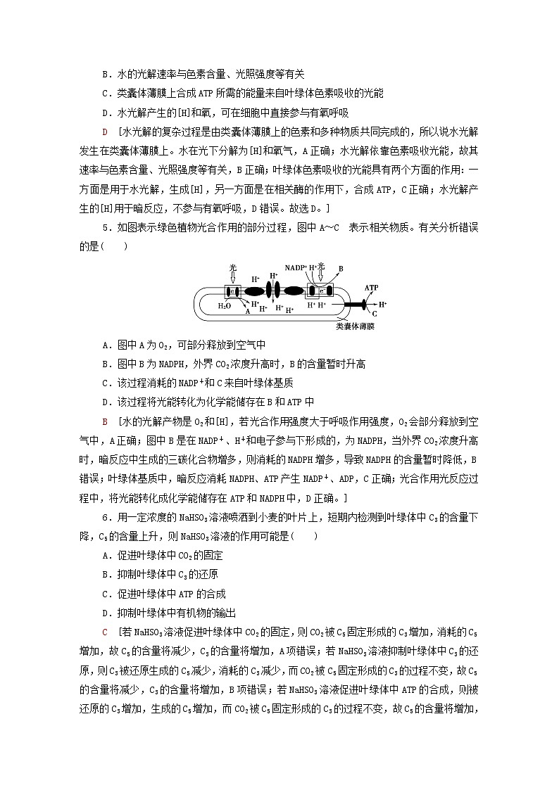 2022届高考生物一轮复习课后限时集训10光合作用Ⅰ含解析新人教版 试卷02
