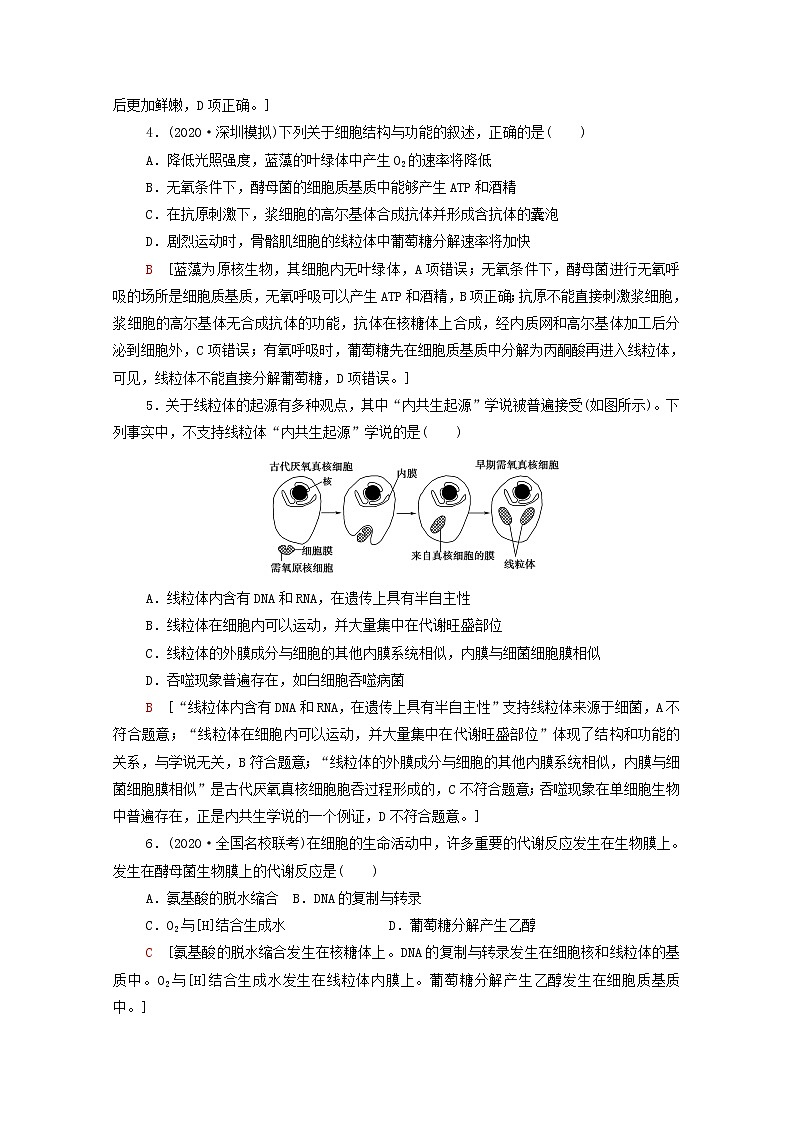 2022届高考生物一轮复习课后限时集训6细胞器__系统内的分工合作含解析新人教版第2页