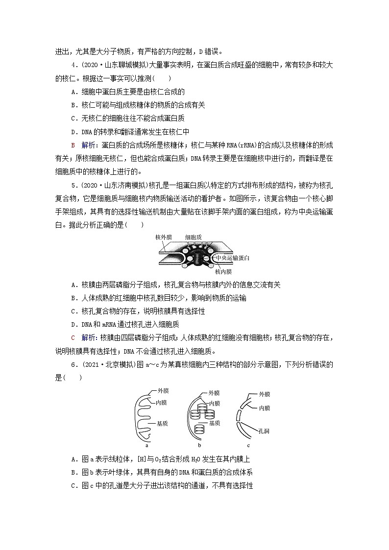 2022版高考生物一轮复习课时评价4细胞膜和细胞核含解析新人教版第2页