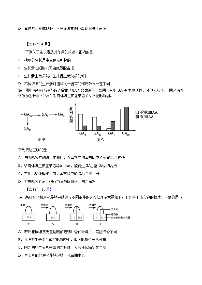 专题08 植物生命活动的调节-五年（2017-2021）高考生物真题分项汇编（浙江专用）（原卷版）第2页