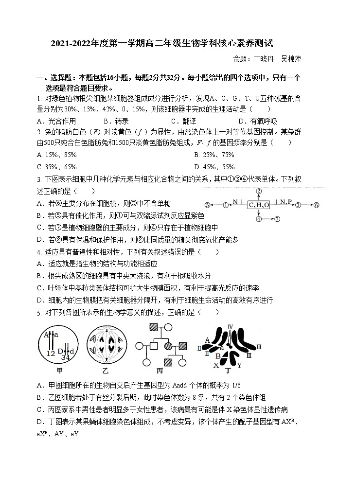 广东省汕头市金山中学2021-2022学年高二上学期开学考试生物Word版含答案练习题第1页