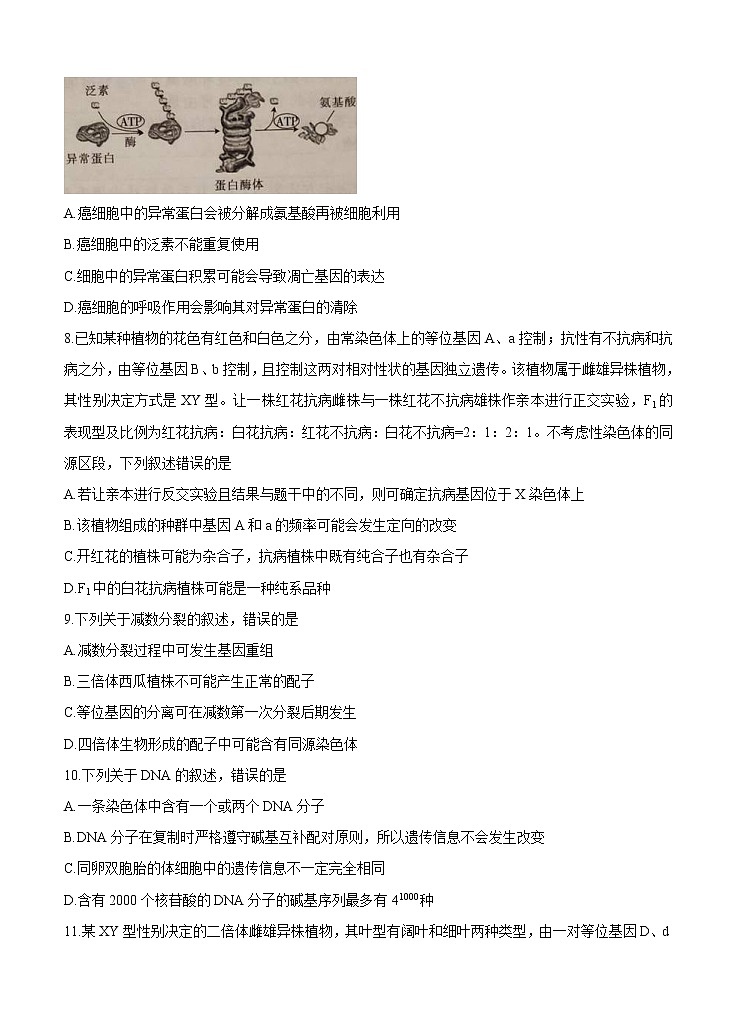重庆市2022届高三上学期9月入学诊断 生物 (含答案) 练习题03