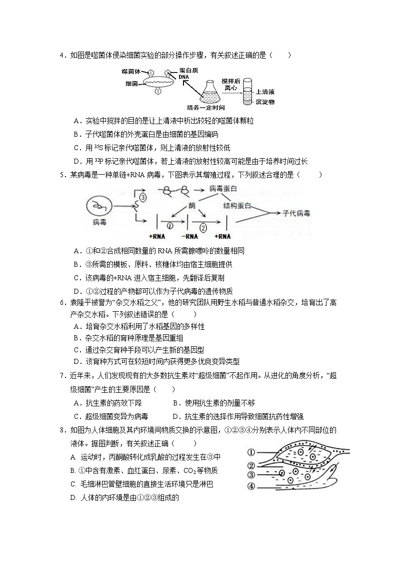 广东省四校2022届高三上学期开学联考生物试题Word版含答案第2页