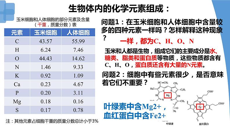 2.1 细胞中的元素和化合物 课件-【新教材】高一上学期生物人教版（2019）必修一03