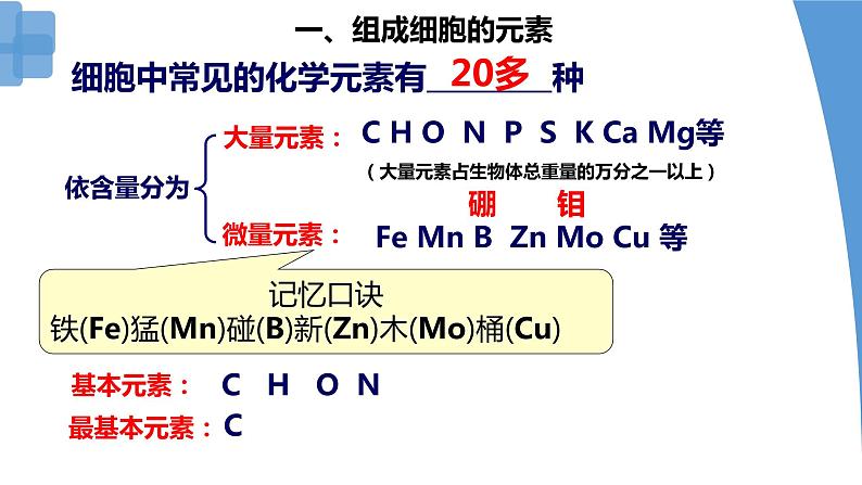 2.1 细胞中的元素和化合物 课件-【新教材】高一上学期生物人教版（2019）必修一05