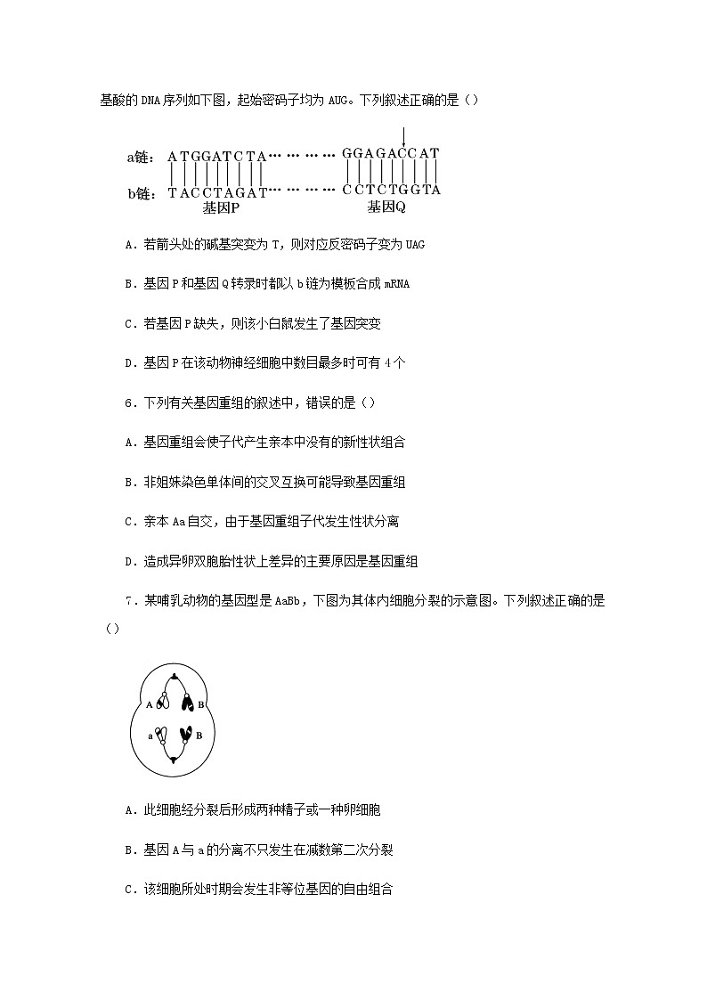 高一生物下学期暑假训练7突变和基因重组含解析第3页