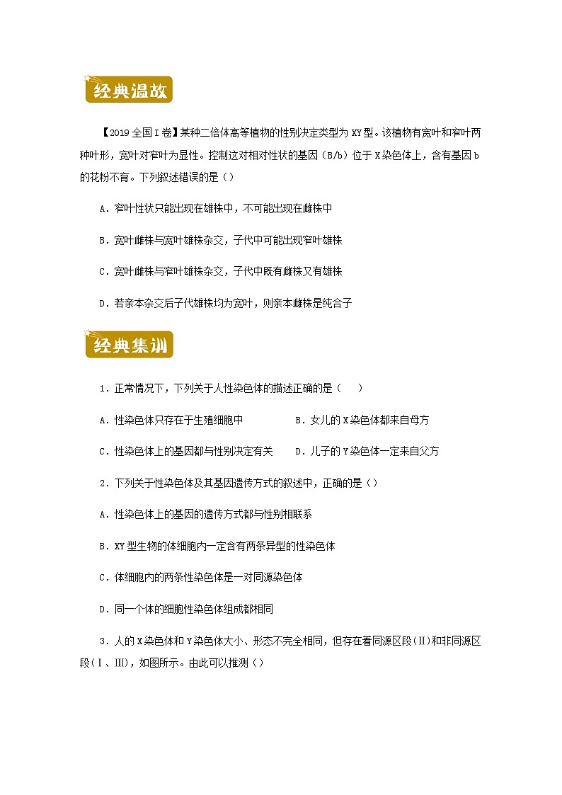 高一生物下学期暑假训练8伴性遗传和人类遗传病含解析第1页
