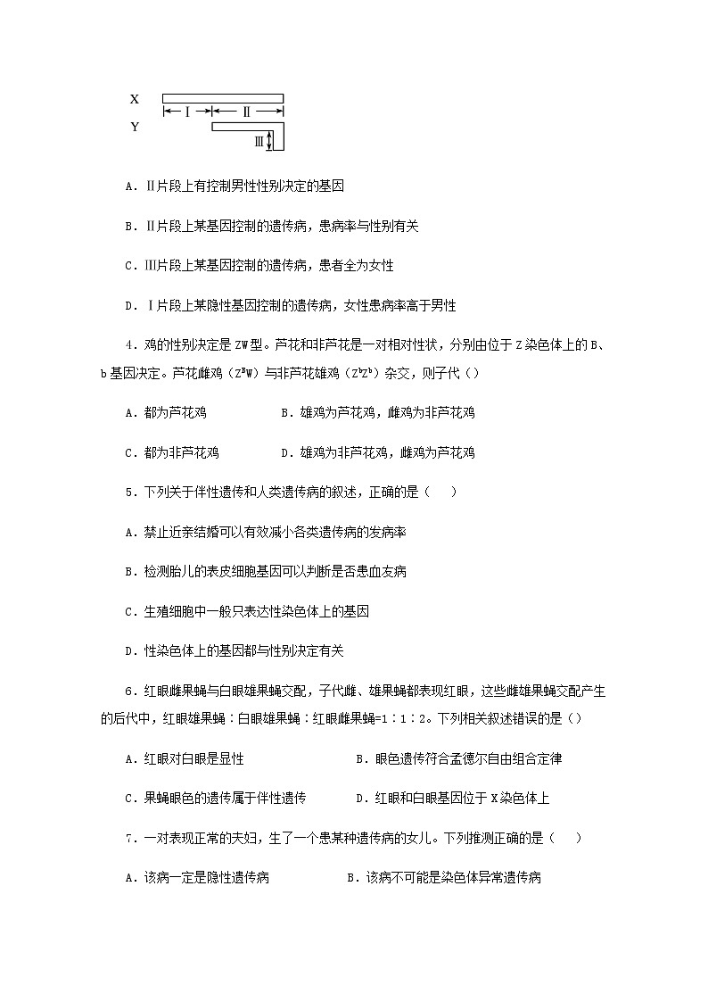 高一生物下学期暑假训练8伴性遗传和人类遗传病含解析第2页