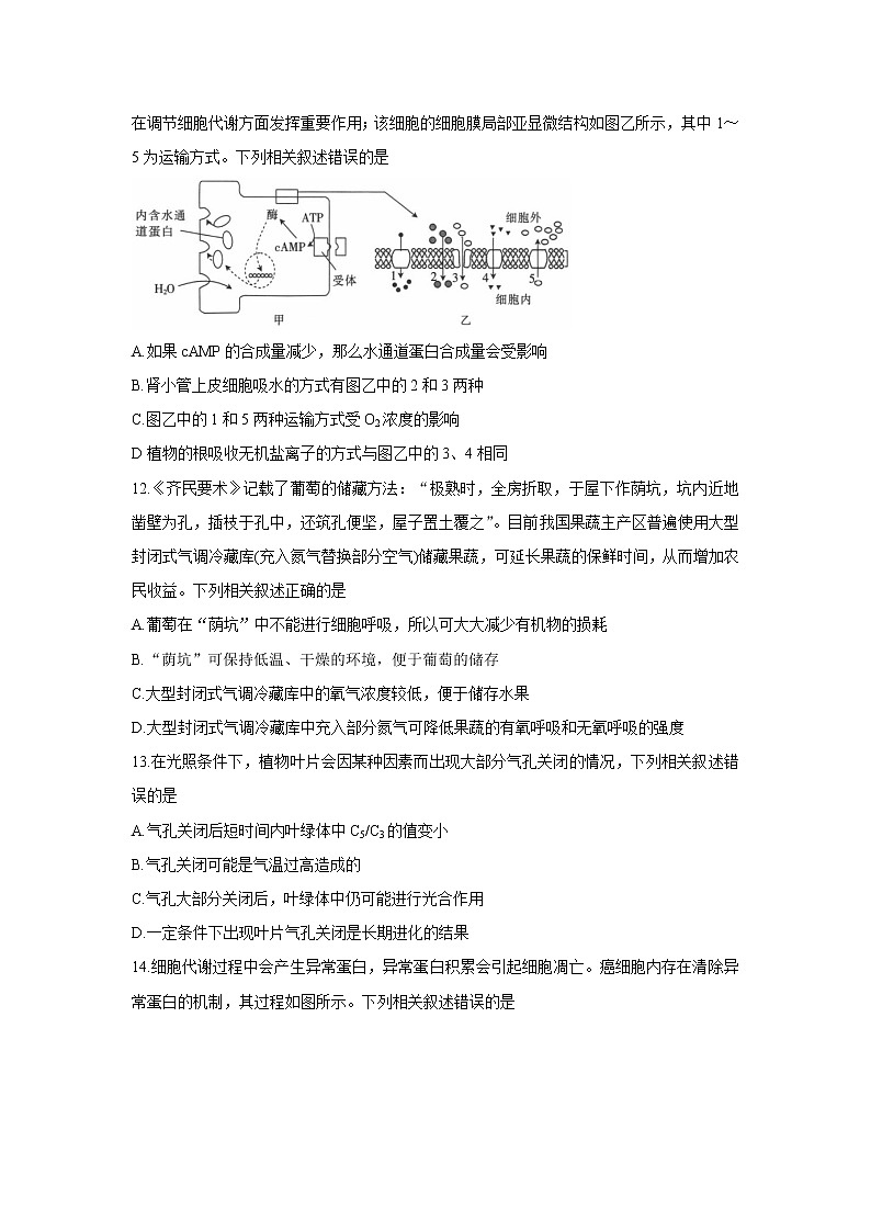 河南省2022届高三上学期9月调研考试（三）+生物+Word版含答案练习题03