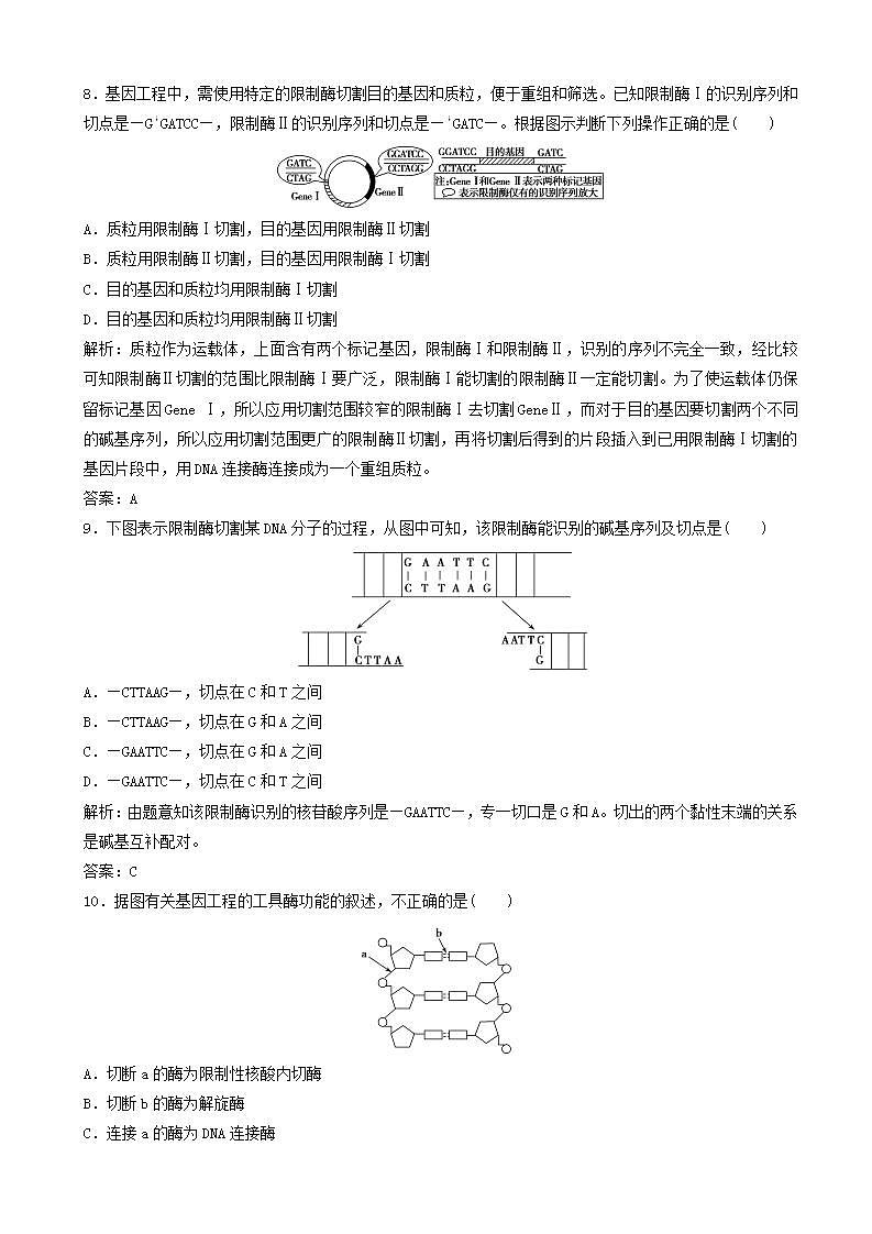 高中生物第六章从杂交育种到基因工程第节基因工程及其应用优化练习新人教版高一必修第3页