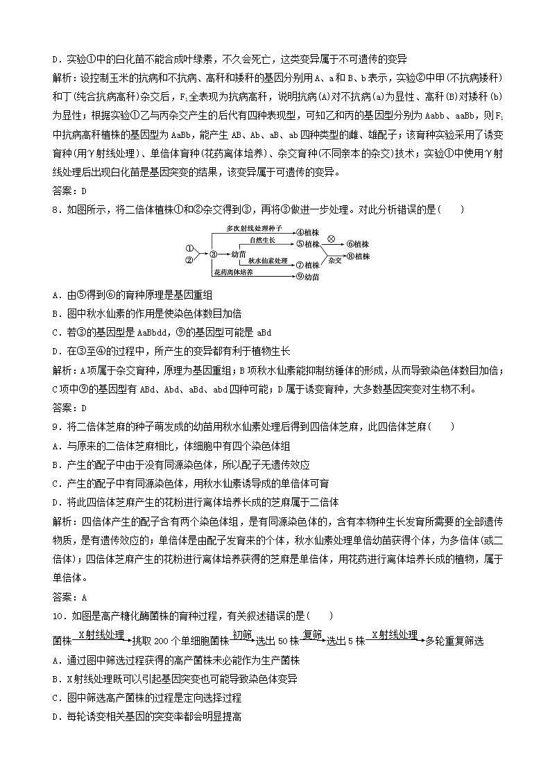 高中生物第六章从杂交育种到基因工程第节杂交育种与诱变育种优化练习新人教版高一必修第3页