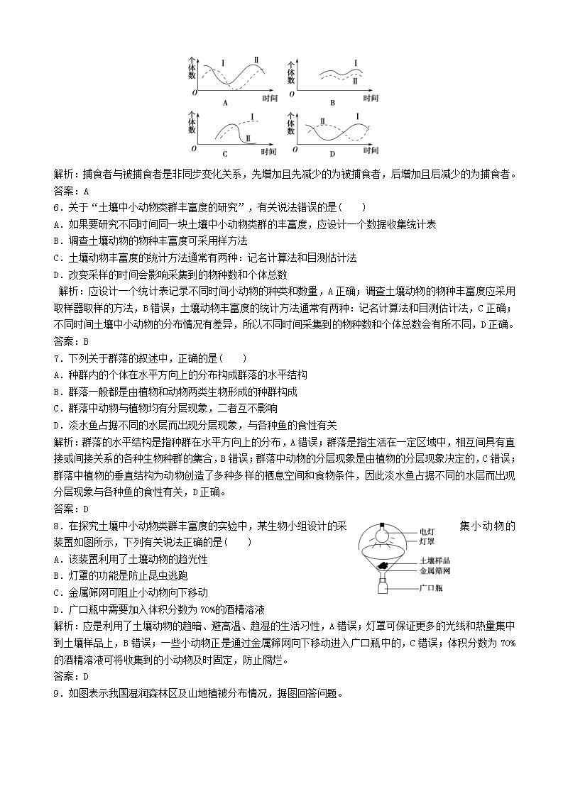 高中生物第四章种群和群落第节群落的结构优化练习新人教版高二必修02