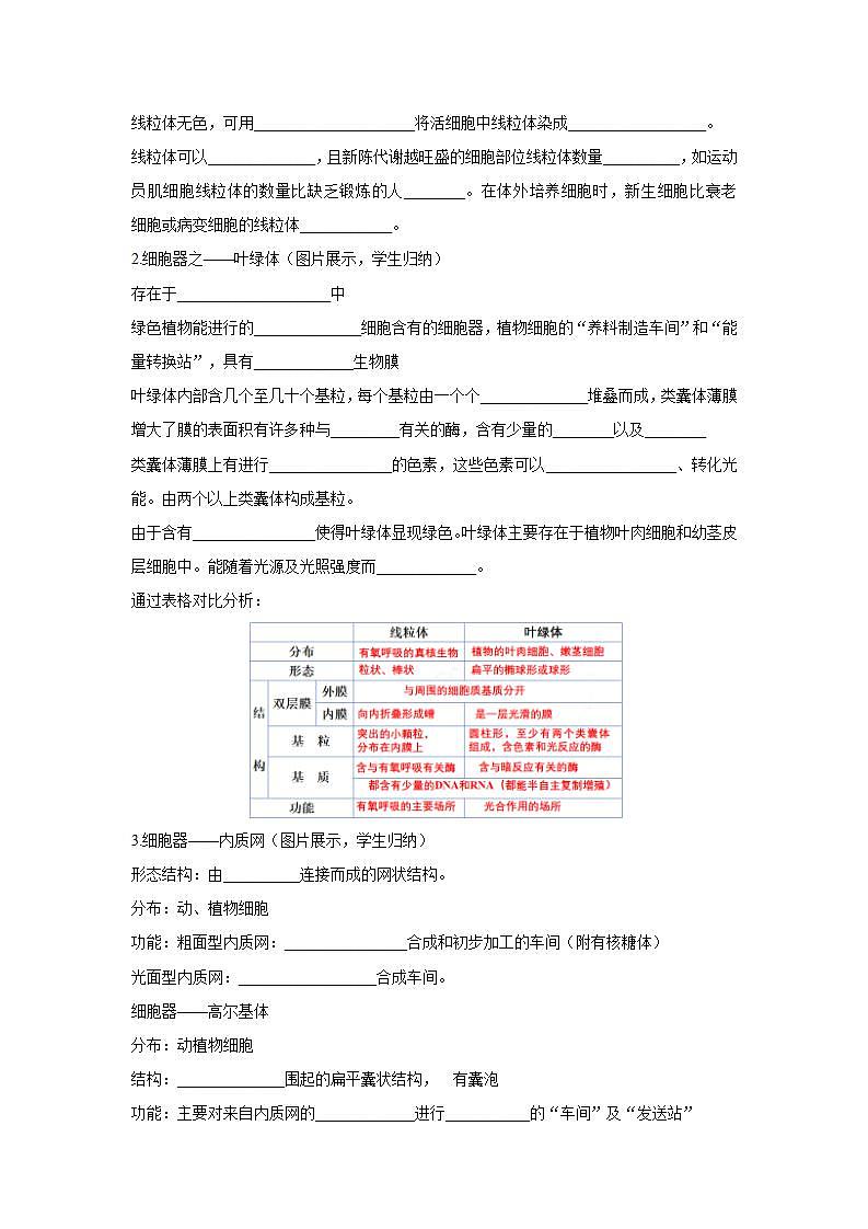 人教版同步教学必修1：3.2  细胞器之间的分工合作 教案03