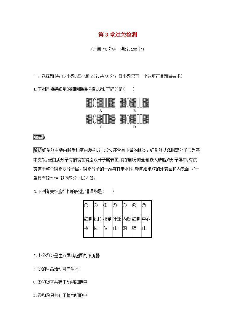 高中生物第3章细胞的基本结构课件+课后练习+过关检测打包8套新人教版必修101
