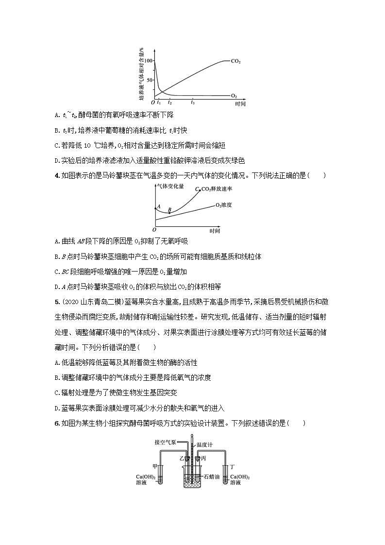 2022高考生物一轮复习课时练9细胞呼吸的影响因素及应用探究酵母菌细胞呼吸的方式含解析新人教版02