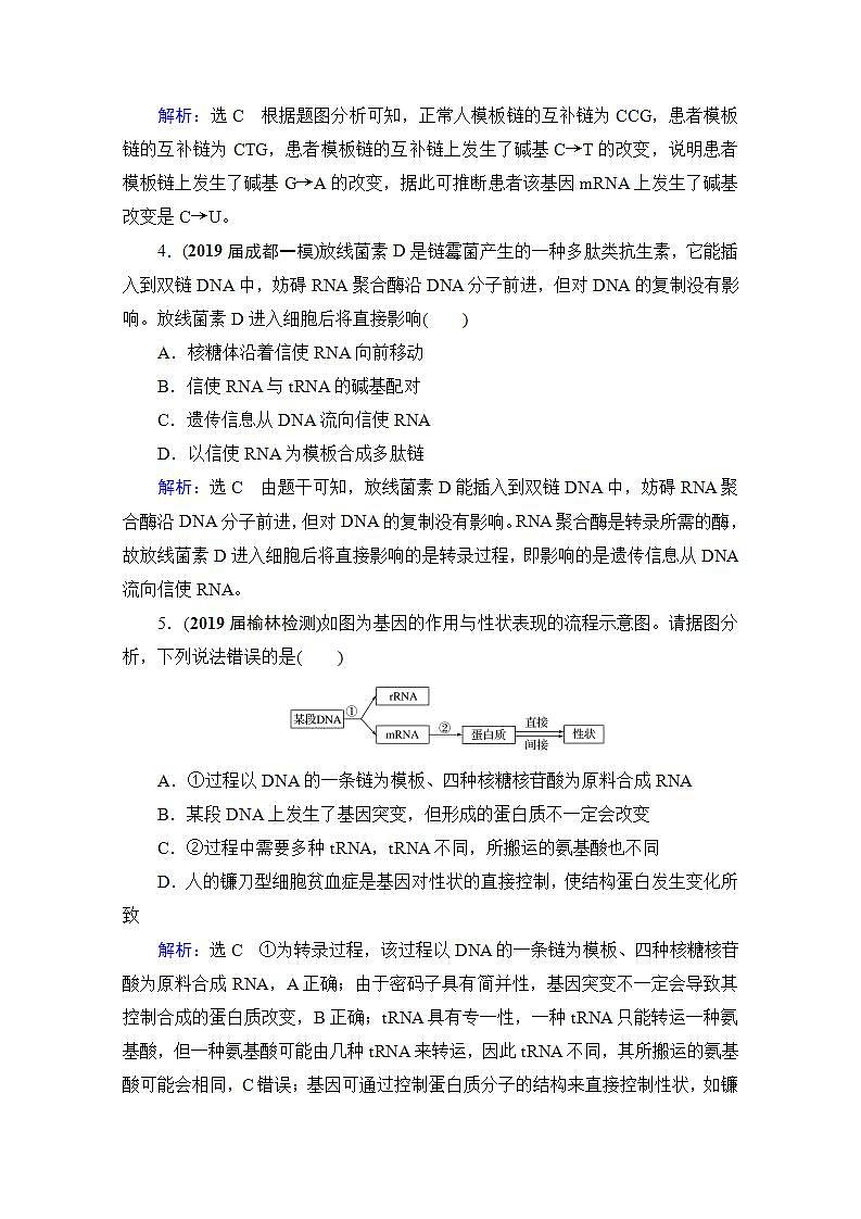 2022高三统考生物人教版一轮参考跟踪练：第6单元　第20讲 基因的表达第2页