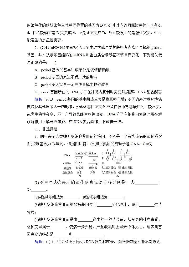 2022高三统考生物人教版一轮参考跟踪练：第7单元　第21讲 基因突变和基因重组第3页