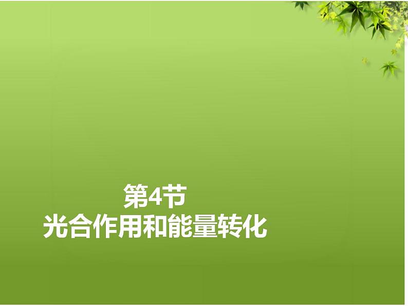 人教版生物必修第一册同步课件：《一 捕获光能的色素和结构》第1页