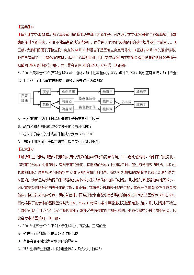 十年高考真题分类汇编(2010-2019)  生物 专题09 生物的变异、育种与进化  Word版含解斩03