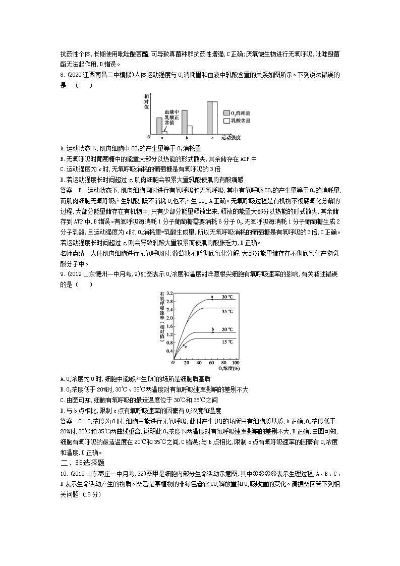 2022版高考生物选考江苏专用一轮总复习集训：专题5细胞呼吸 专题检测第3页